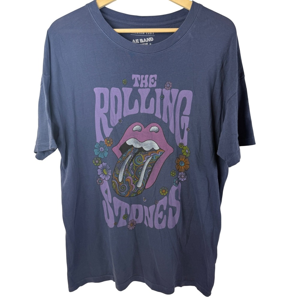 Rolling Stones Graphic Tee American Eagle XS Blue Band T Shirt